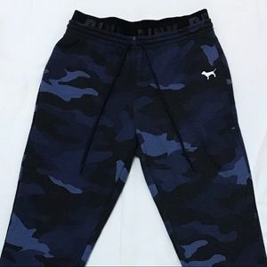 PINK: Blue Camouflage Sweatpants